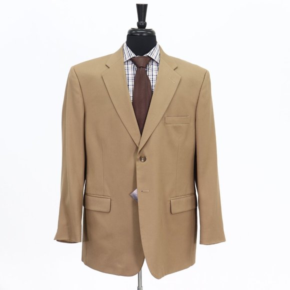 J. Ferrar 44R Brown Solid 2-Button Sport Coat Blazer Jacket B383 - Picture 1 of 11